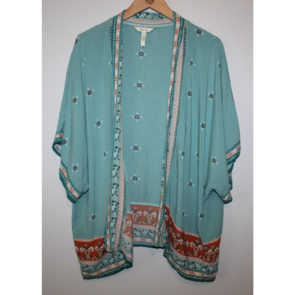 Matilda Jane Days Like This Kimono Open Front Floral Teal Top Womens Size XS / S - Picture 2 of 8
